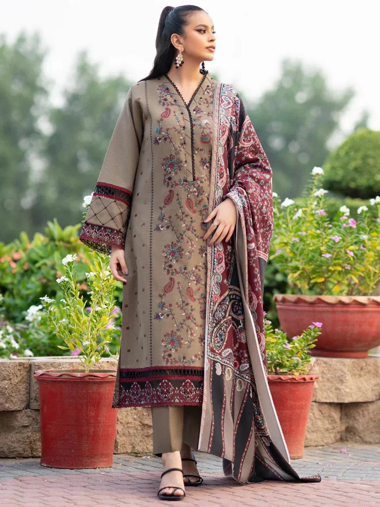 Lawn 3PC Embroidered With Digital Printed Jauqard Dupatta - 5238 - Sapphire Studios