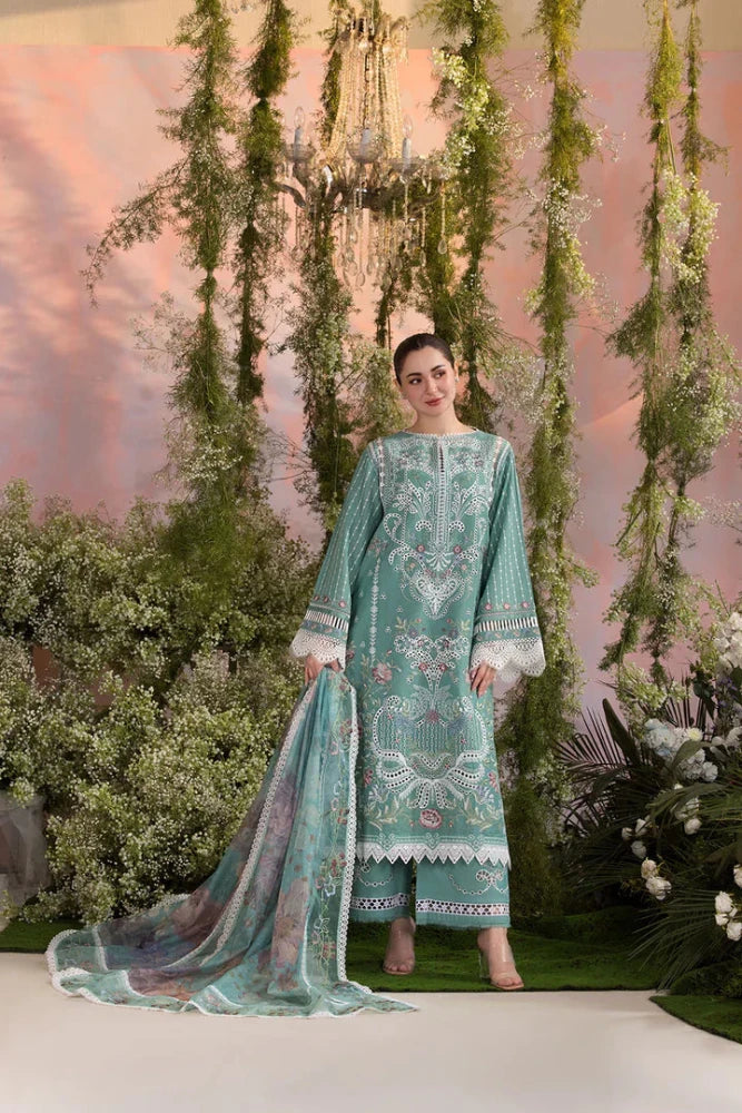Lawn - 3PC Embroidered With Organza Digital Printed Dupatta - 5193 - Sapphire Studios