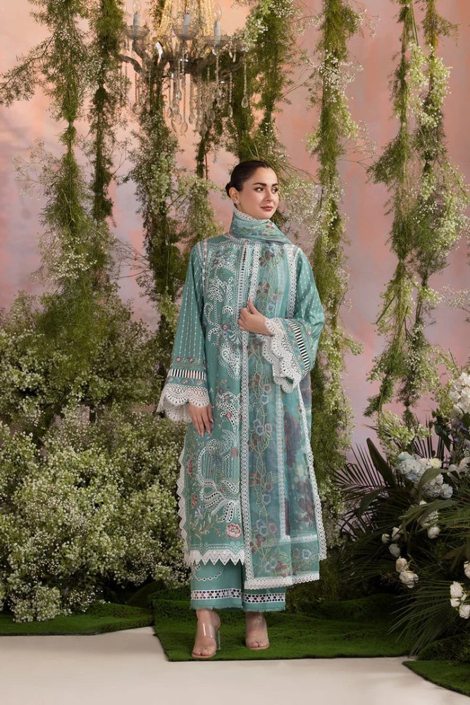 Lawn - 3PC Embroidered With Organza Digital Printed Dupatta - 5193 - Sapphire Studios