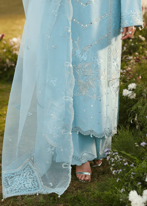 Lawn - 3PC Sequence Embroidered Shirt With Khadi Net Embroidered Dupatta - 5247 - Sapphire Studios