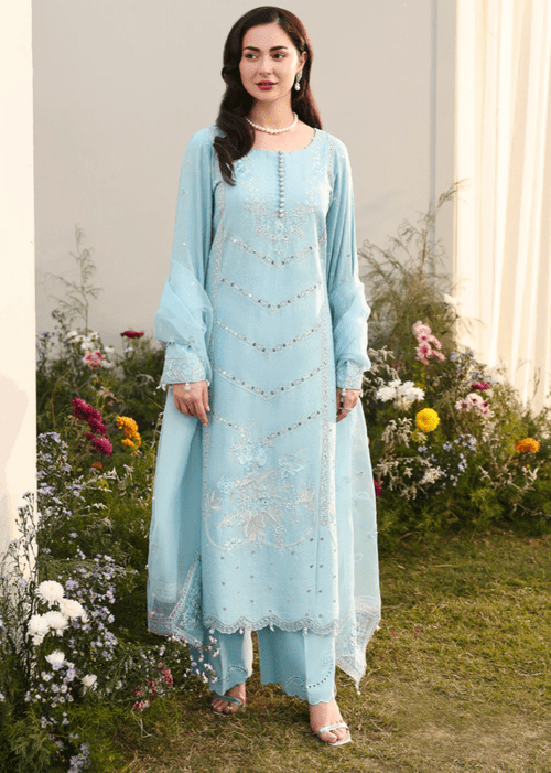 Lawn - 3PC Sequence Embroidered Shirt With Khadi Net Embroidered Dupatta - 5247 - Sapphire Studios